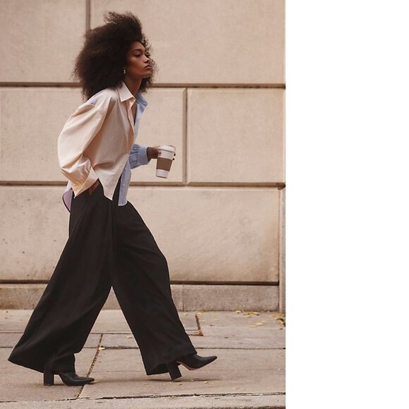 anthropologie The Avery Pleated Wide-Leg Trousers by Maeve size 4 black new nwt - Picture 4 of 9